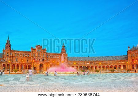 Spain Square (plaza De Espana)is A Square In The Maria Luisa Par