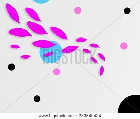 Pink Petals In The Shape Of Wave, Circles On White Background. Flat Lay. Top View