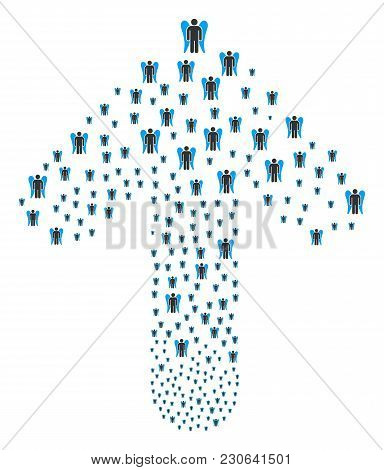 Angel Composition Organized In The Group Of Ahead Pointer Arrow. Up Cursor Arrow Collage Combined Fr