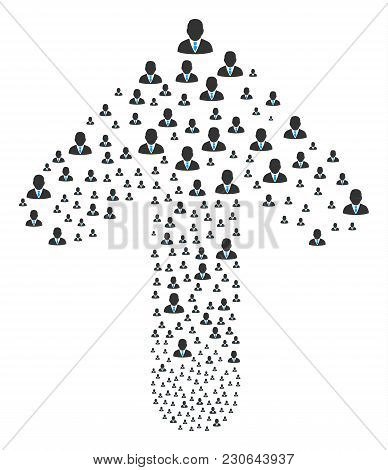 Boss Composition Constructed In The Figure Of Up Navigation Arrow. Ahead Aim Arrow Shape Designed Fr