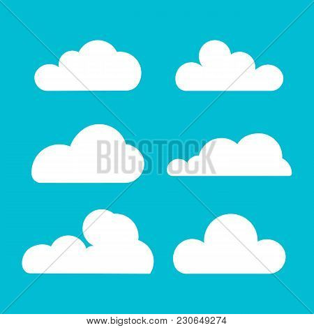 Cloud. Set Of Silhouette In Flat Style. Collection Of Cloud Icon , Shape, Label, Symbol. Graphic Ele