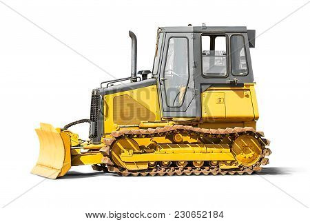 Excavator Backhoe Isolated On White Background With Clipping Path