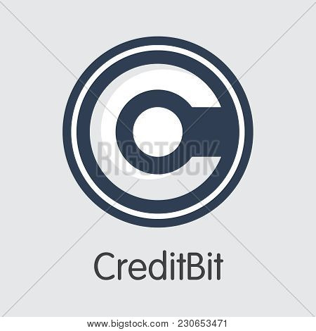 Creditbit - Cryptocurrency Coin Image. Vector Logo Of Virtual Currency Icon On Grey Background. Vect