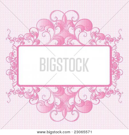 Decorative label rose and white. Abstract design.