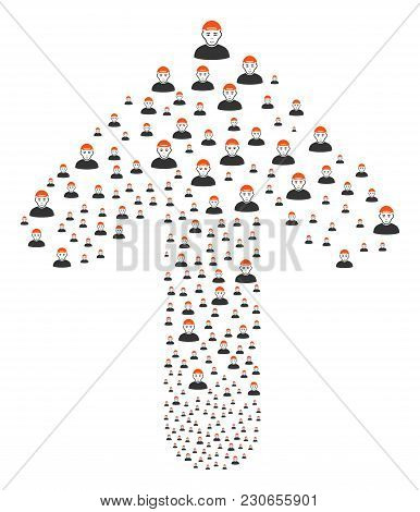 Guy Composition Made In The Group Of Upwards Navigation Arrow. Upwards Cursor Arrow Collage Done Fro