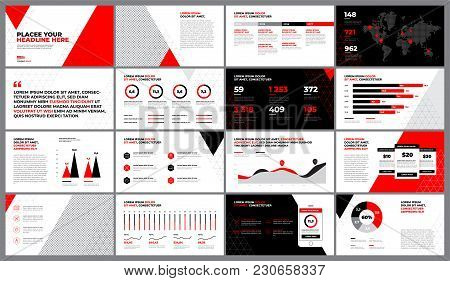 Presentation Template Design. Business Data Graphs. Vector Financial And Marketing Charts.