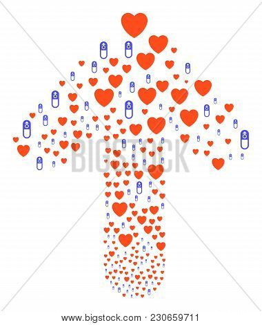 Love Medication Pill Pattern Done In The Combination Of Ahead Direction Arrow. Forward Move Arrow Co