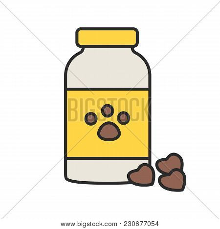 Pet Medicine Color Icon. Veterinary Pharmacy. Isolated Vector Illustration