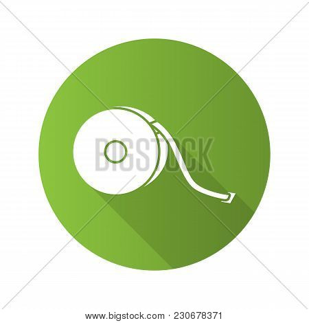 Measuring Tape Flat Design Long Shadow Glyph Icon. Sewing Meter. Tapeline. Vector Silhouette Illustr