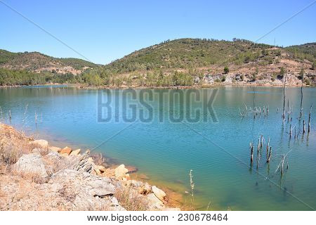 Copper Red Polluted Lake Mine In Gossan Cobre Huelva Spain