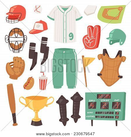 Baseball Vector Catchers Sportswear And Batters Baseballbat Or Ball For Competition On Field Illustr