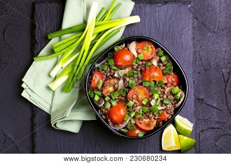 Indian Lentil Salad With Veggies. Healthy Food, Vegetarian And Vegan