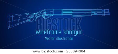 Shotgun Rifle Hunting Carbine Wireframe Low Poly Mesh Vector Illustration
