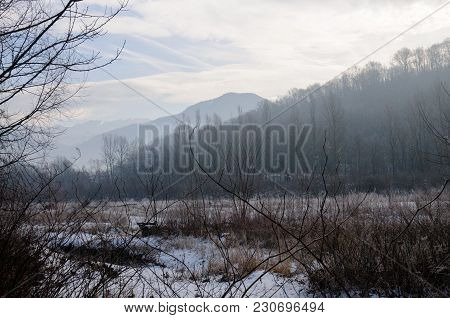 A Snowy Landscape In The French Savoy Area.