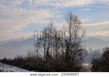 A Snowy Landscape In The French Savoy Area.