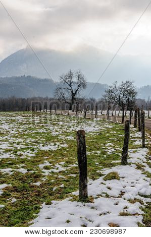 A Snowy Landscape In The French Savoy Area.