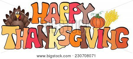 Illustration Of Happy Thanksgiving Written With Turkey