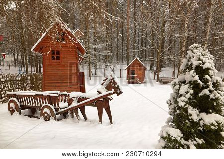 Grodno, Belarus - March 7, 2018: Sanatorium Porechye. Winter. Playground For Children.