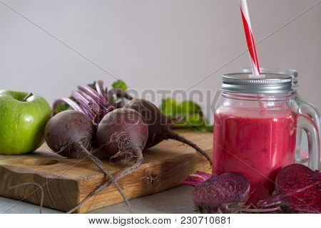 Healthy Dietary Detox Food, Fresh Smoothie Frim Young Red Beets