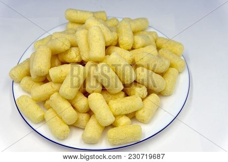 Yellow Corn Sticks Close-up. Backgrounds And Textures