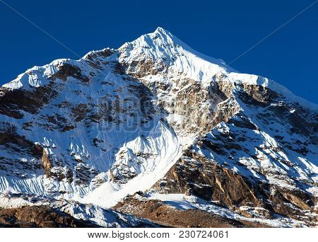 Peak 7 Vii, Beautiful Mount On The Way To Makalu Base Camp, Barun Valley, Nepal Himalayas Mountains