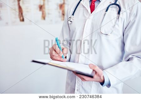 Close-up Of A Doctor In Front Of A Bright Background