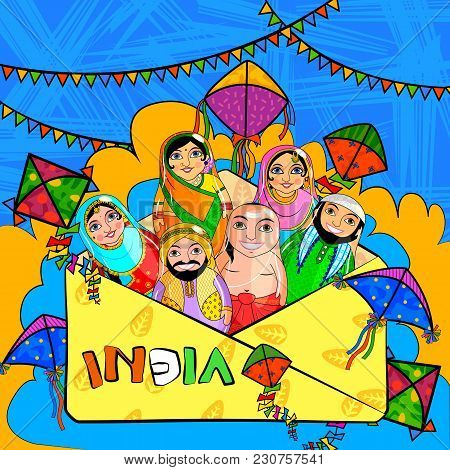 Easy To Edit Vector Illustration Of Nested Doll Indian Couple Representing Diverse Culture From Diff