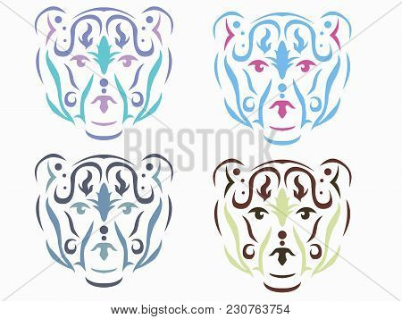 Tribal Polar Bear Illustration, Polar Bear In Tribal Style, Ornamental Polar Bear Vector Illustratio