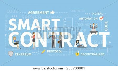 Smart Contract Concept Illustration. Idea Of Online Business.