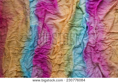 Background Multicolored Scarf Stole Cloth Wave Rainbow Chintz