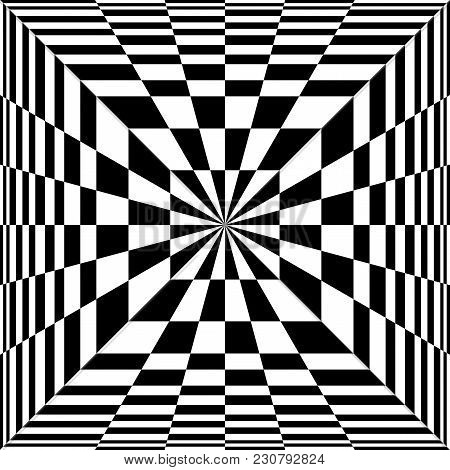 Optical Illusion, Black And White Background, Vector