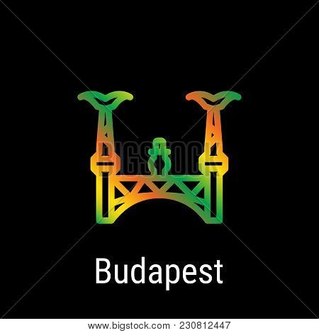 Budapest, Hungary Vector Line Icon. Budapest Madrid Landmark, Emblem, Print, Label, Symbol. Budapest