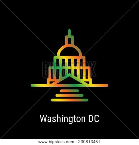 Washington, United States Vector Line Icon. Washington Madrid Landmark, Emblem, Print, Label, Symbol