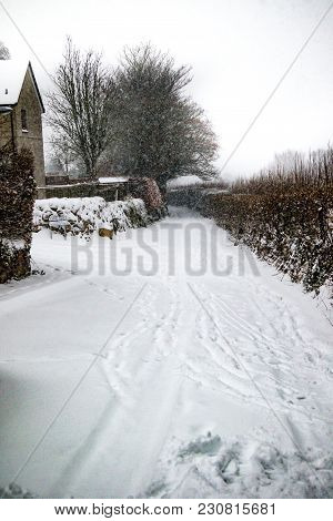 Drewsteignton, Devon, United Kingdom, 01/03/2018:- Snow Covered Landscape During The Beast From The 