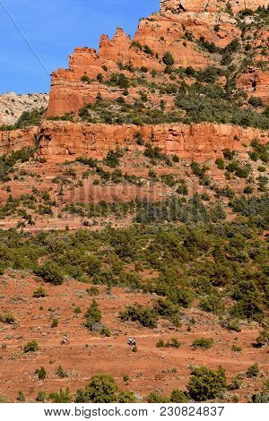Red Rock Mountains In The Mountain Bike  And Hiking Area Of Sedona, Arizona, Usa