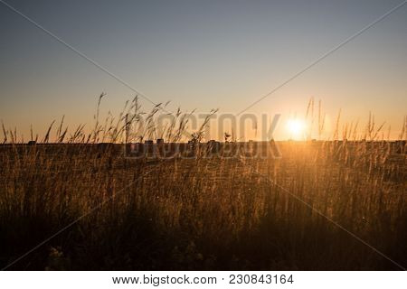 The Farmlands Of Nebraska During The First Minutes Of The Day.