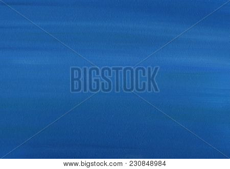 Smooth Oil Painting Texture And Color Of Calm Sea, View From A Haigh Coast. Palette In Deep Blue, An
