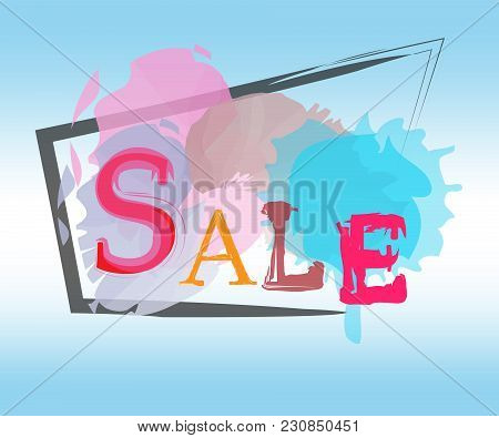 Sale Sky Blue Label Design By Water Color.