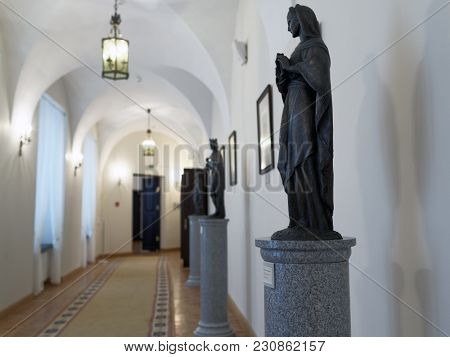 NESVIZH, BELARUS - AUGUST 27, 2012: Interior of Nesvizh castle in Belarus. After reconstruction, since 2006 the castle is listed as UNESCO World Heritage Site