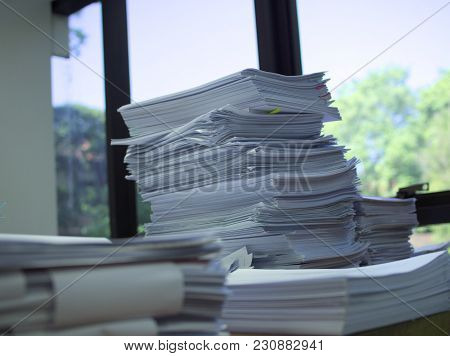 View Of Stack Of Document On Teacher Table