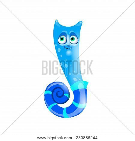 Vector One Letter J Of Sea Cartoon Alphabet Isolated On White Background.