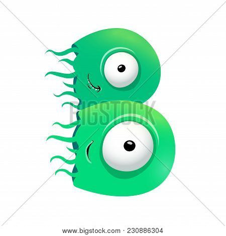 Vector One Letter B Of Sea Cartoon Alphabet Isolated On White Background.