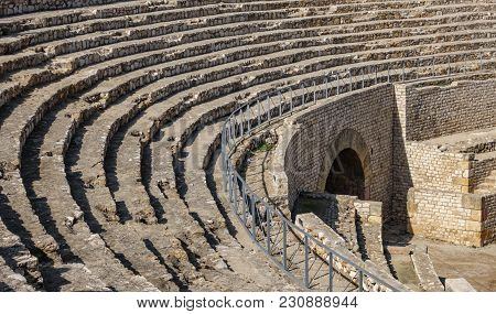 Detail Of Roman Amphitheater Of Tarragona, Spain.