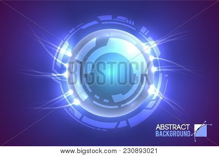 Modern Virtual Interface Abstract Background With Luminescent Eye Surrounded By Futuristic Circles W
