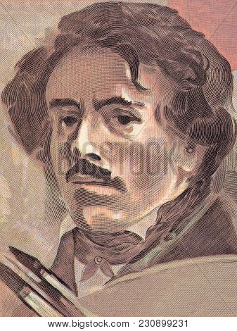 Eugene Delacroix Portrait From French Money - Franc