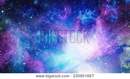 Fiery Explosion In Space. Abstract Illustration Of Universe. The Explosion Supernova. Bright Star Ne