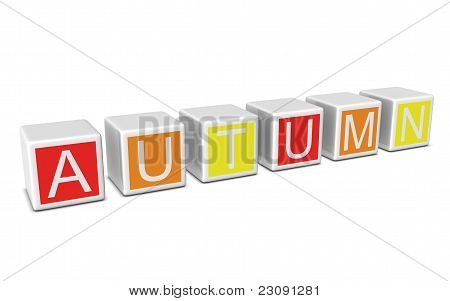 แนวคิดของฤดูใบไม้ร่วง ภาพ 3D แยกต่างหากบนพื้นหลังสีขาว