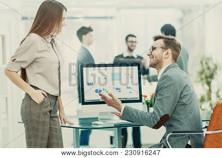 Leading Specialist Of Finance And Manager Of The Company Working With Financial Charts In The Compan