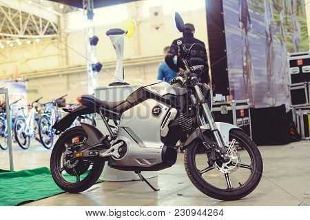 Modern Serial Electric Motorcycle Modern Technology And Environmental Protection On The Streets Of T