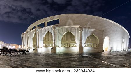 Illuminated Cultural Center Katara In Doha, Qatar